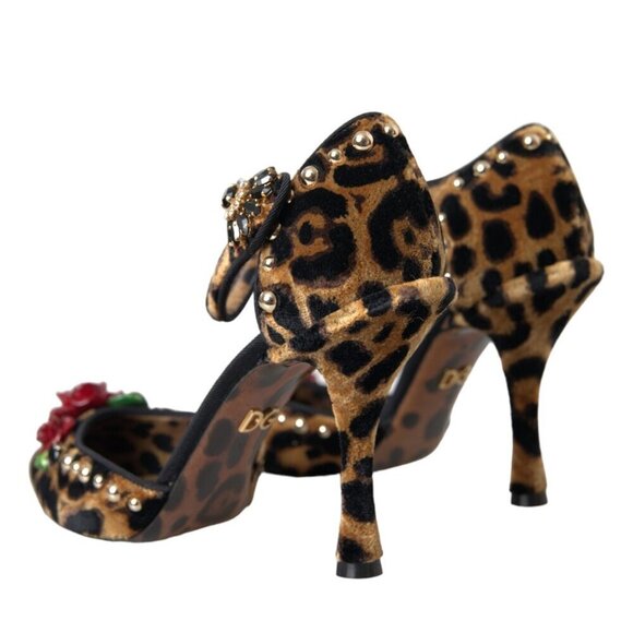 Dolce & Gabbana Dolce & Gabbana Brown Leopard Floral Crystal Mary Janes Pumps - Picture 6 of 6